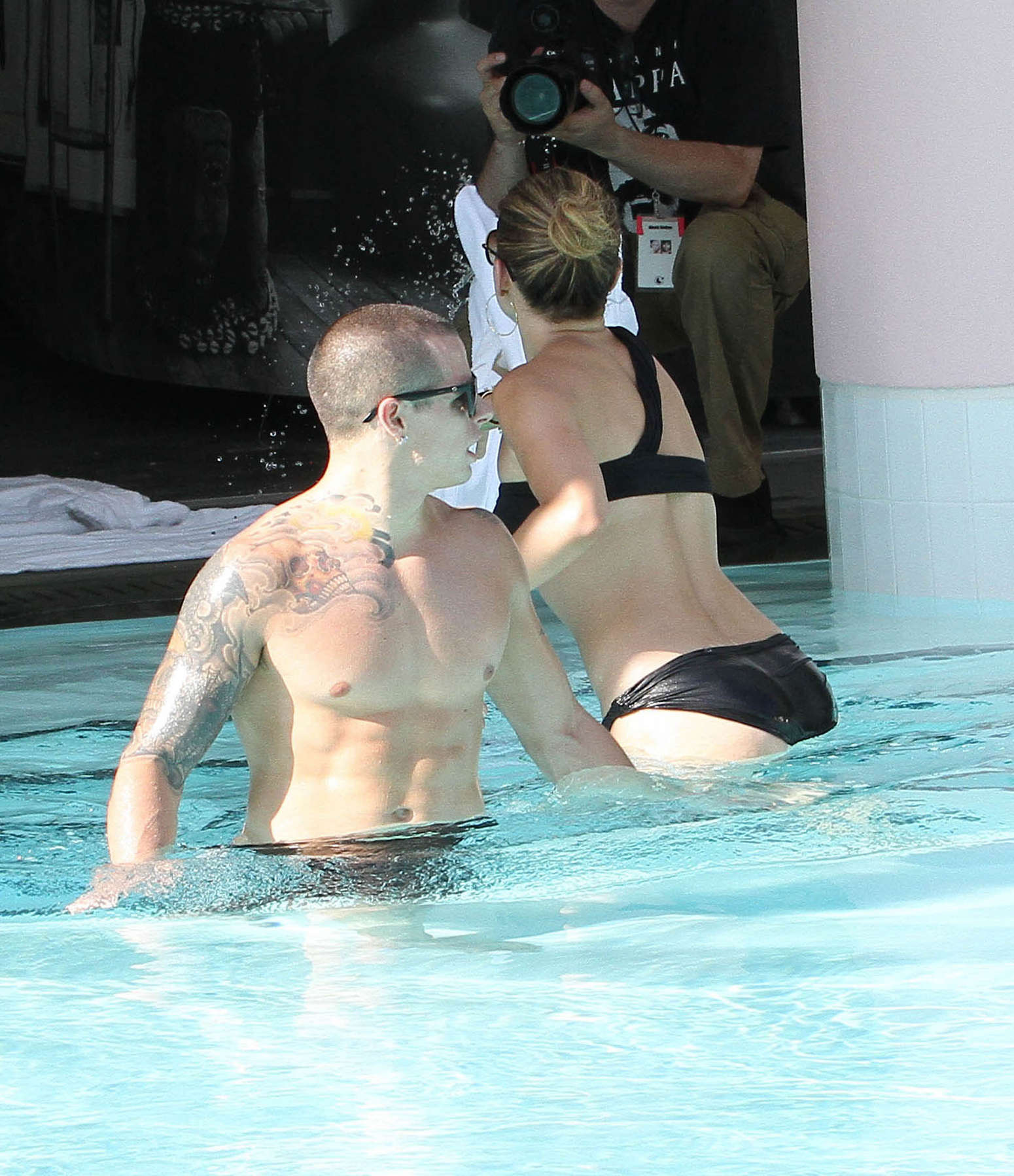 Jennifer Lopez - In a black bikini at a hotel pool in Miami